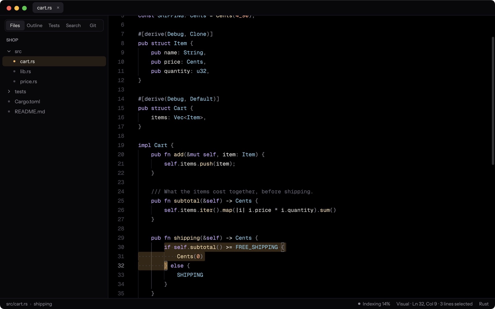 Vim's visual mode in Null